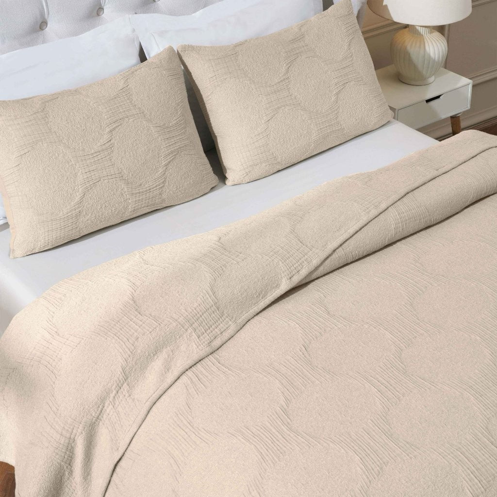 Tanta Cotton Medium Weight Crinkle Woven Coverlet - Soft & Breathable Bedspread for All Seasons | Perfect for Bedroom Decor, Guest Rooms & Cozy Home Styling