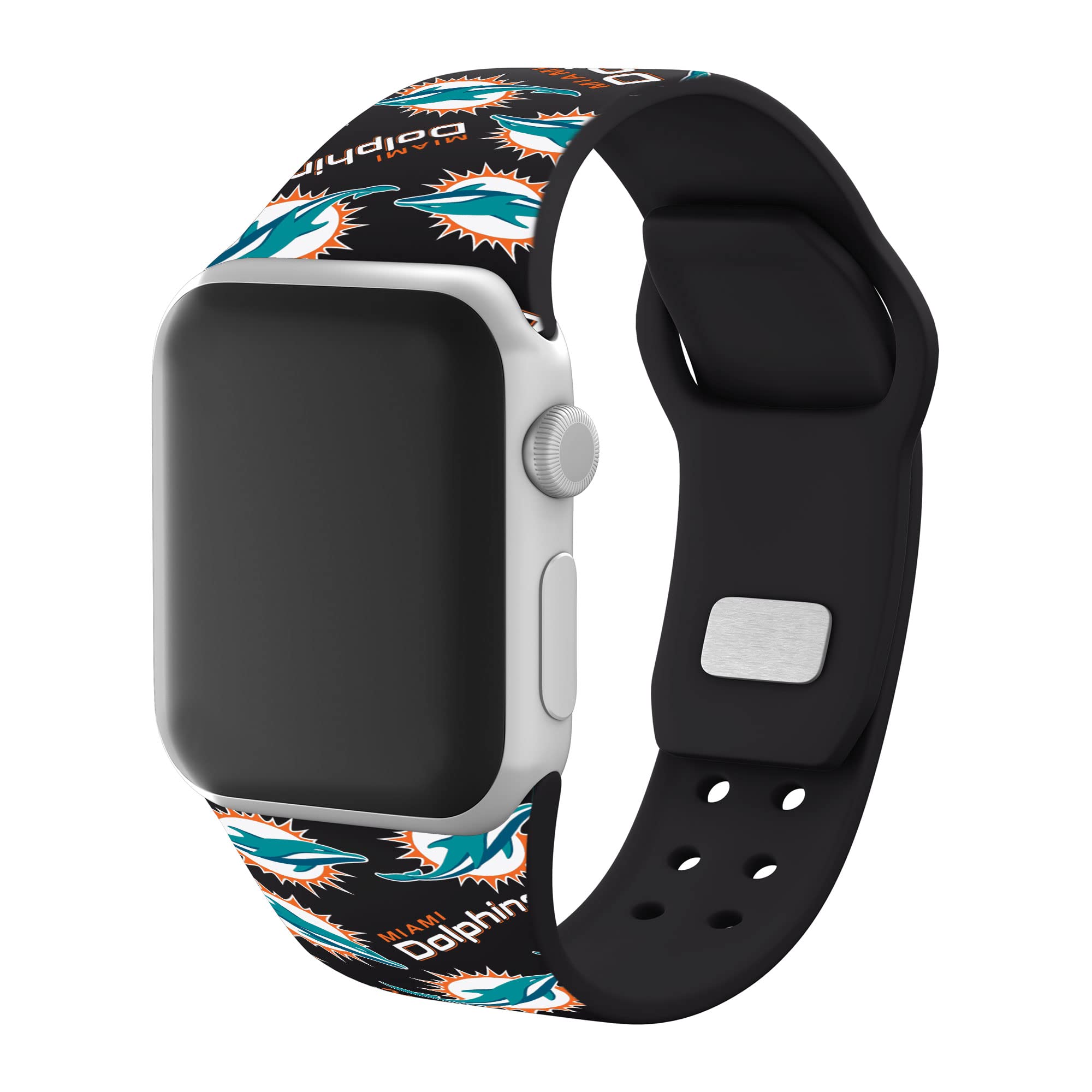 Miami Dolphins Apple Watch Band - Premium HD Silicone Strap Compatible with Apple Watch Series 9/8/7/6/SE/5/4/3/2/1 - Perfect for Game Day, Sports Fans & Dolphins Supporters