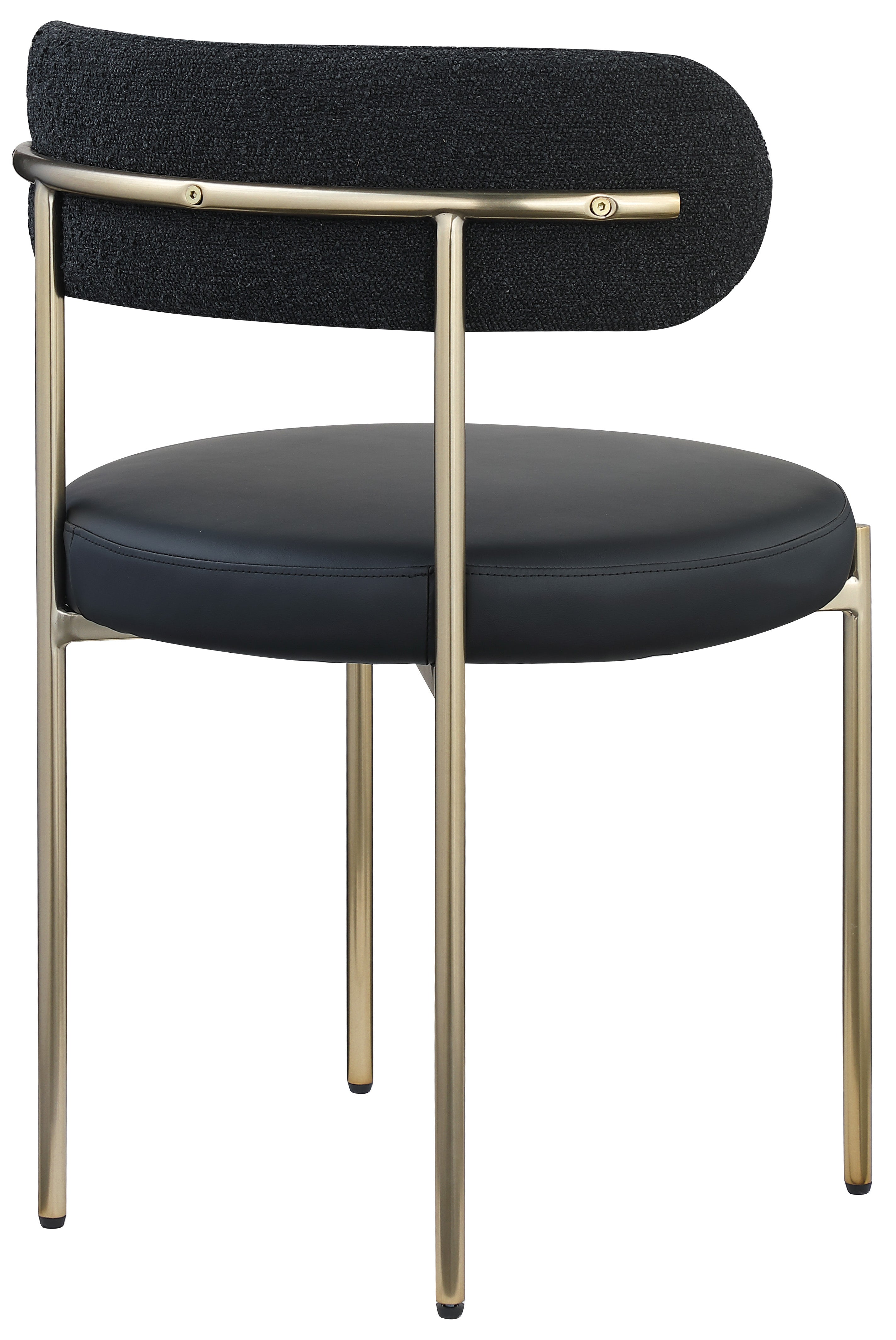 Vegan Leather & Boucle Fabric Dining Chair - Modern Comfortable Kitchen & Dining Room Seating for Home & Office Use