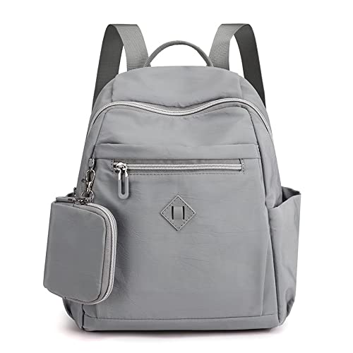 YBNGUAA Anti-Theft Waterproof Nylon Oxford Backpack for Women with Coin Purse - Stylish Travel Laptop Rucksack for Commuting, College & Outdoor Adventures (Grey)