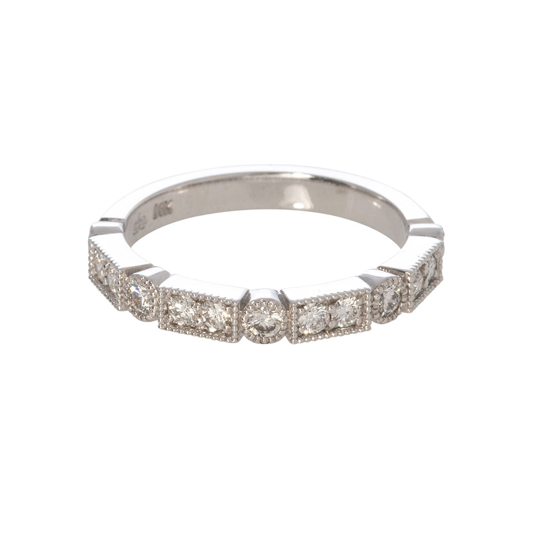 0.40ctw Diamond Milgrain Halfway 14K White Gold Wedding Band - Perfect for Engagement, Anniversary & Bridal Jewelry Gifts