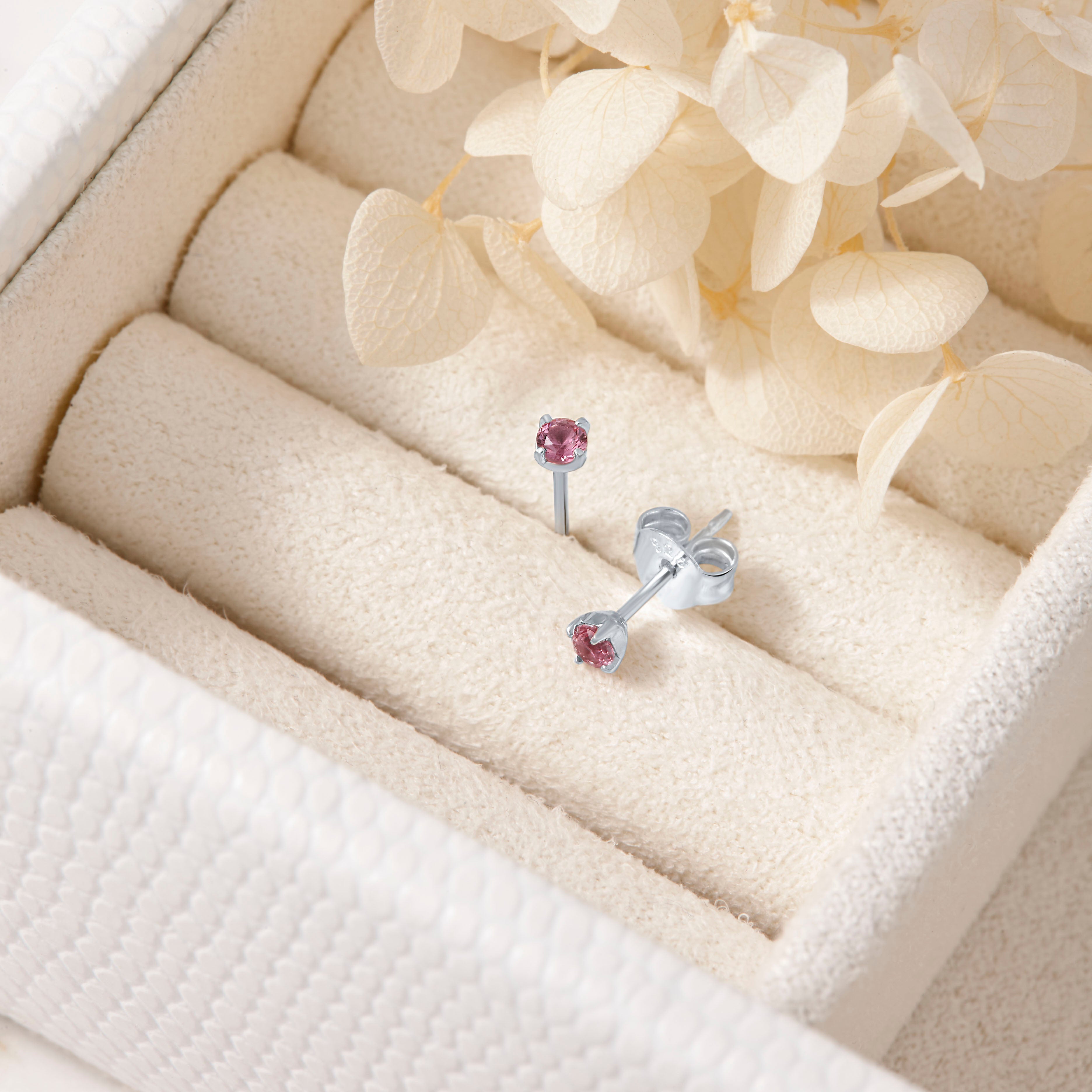 Elegant Pink Tourmaline Stud Earrings for Women - Hypoallergenic 14K Gold Plated Gemstone Jewelry - Perfect for Weddings, Parties & Everyday Wear