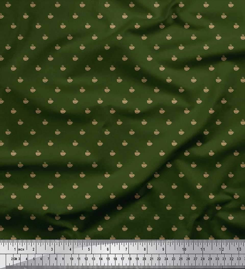 Soimoi 100% Cotton Poplin Fabric by The Yard - 56 Inch Wide - Tea Cup Beverage Print Shirting Material for DIY Sewing, Quilting, and Home Decor - Perfect for Tea-Themed Curtains, Tablecloths, and Craft Projects