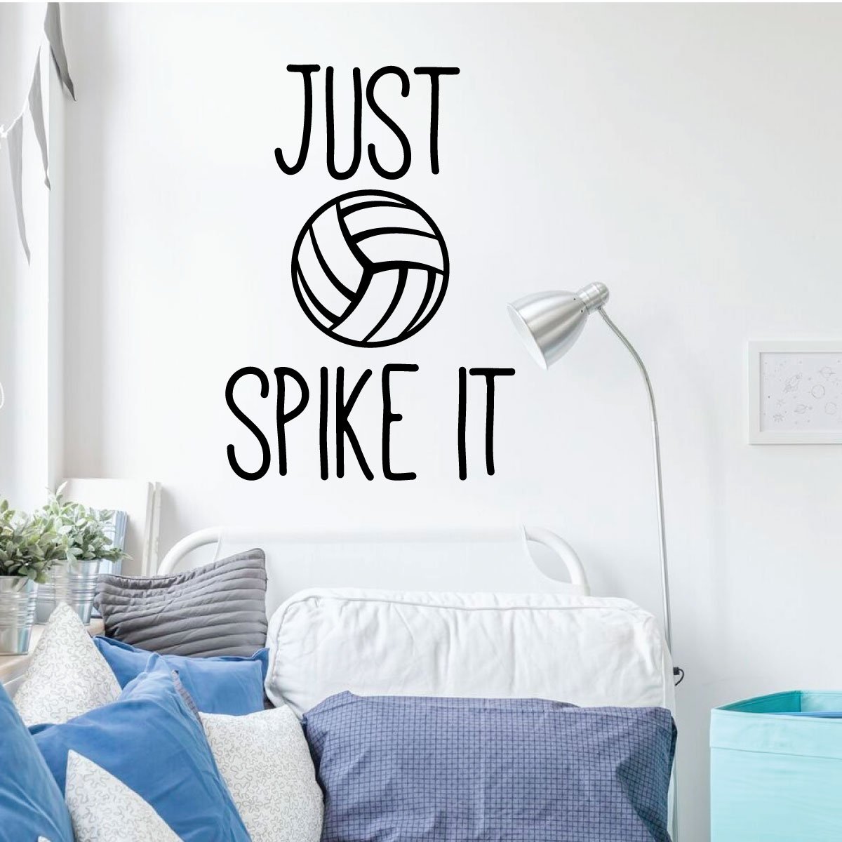 Volleyball Wall Decal - 'Just Spike It' Vinyl Sports Sticker - Durable Bedroom & Playroom Decor for Volleyball Fans - Perfect for Game Rooms, Kids' Rooms & Sports Themed Parties