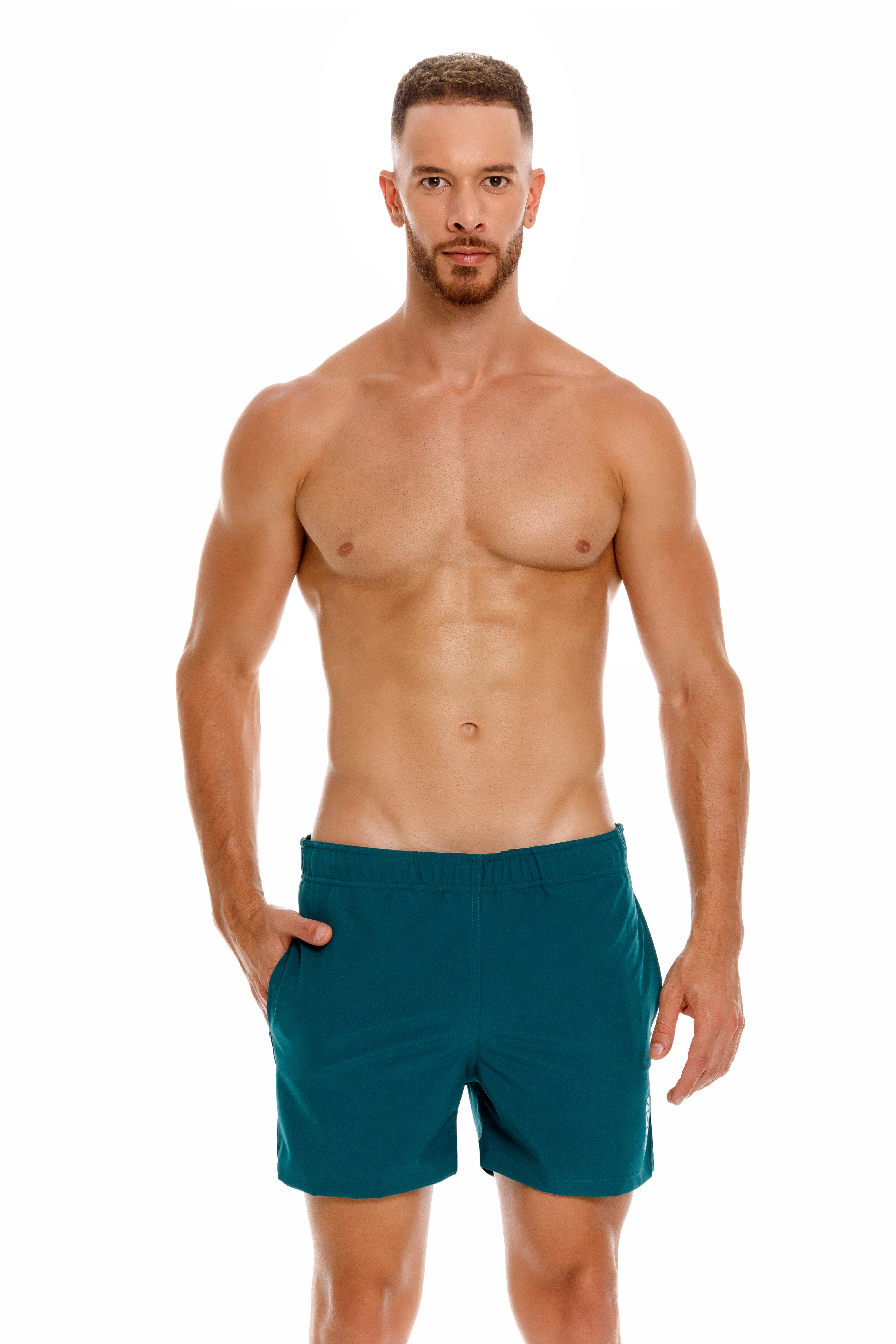 JOR Brixton 4 Swim Shorts for Men - Quick Dry Green Swim Trunks with Mesh Lining - Perfect for Beach, Pool, and Water Sports