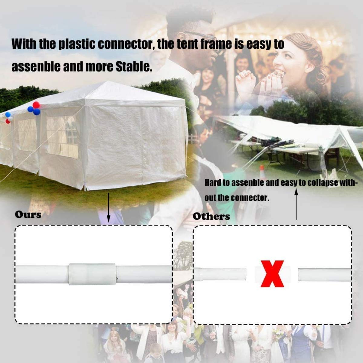10' x 30' Heavy Duty Outdoor Gazebo Canopy Tent - White with 5 Removable Sidewalls | Commercial Grade Party Wedding Pavilion, Large BBQ Grill Shelter for Backyard, Garden, Camping & Patio Events | Perfect for Outdoor Gatherings, Picnics & Commercial Use