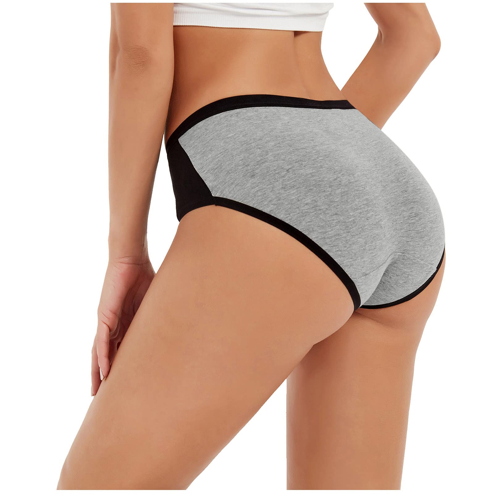 Women's Patchwork Bikini Briefs - Solid Color Underwear in Grey (XXXXXL) | Sexy Lingerie for Beach, Pool & Intimate Moments