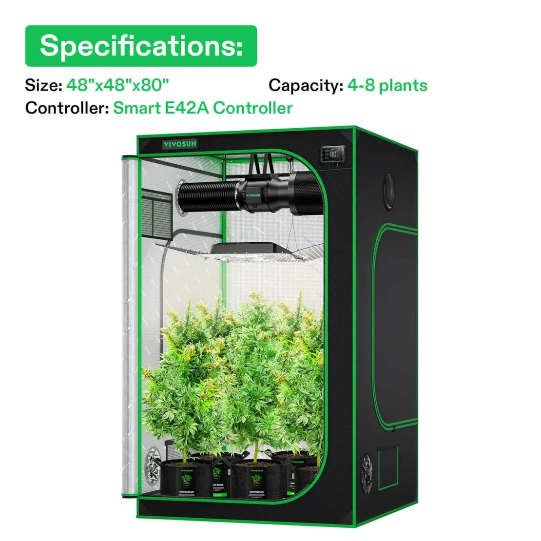 Vivosun Smart Grow Tent Kit for Indoor Plants | 4' x 4' Hydroponic System with LED Grow Light - Perfect for Home Gardening, Seed Starting & Herb Cultivation