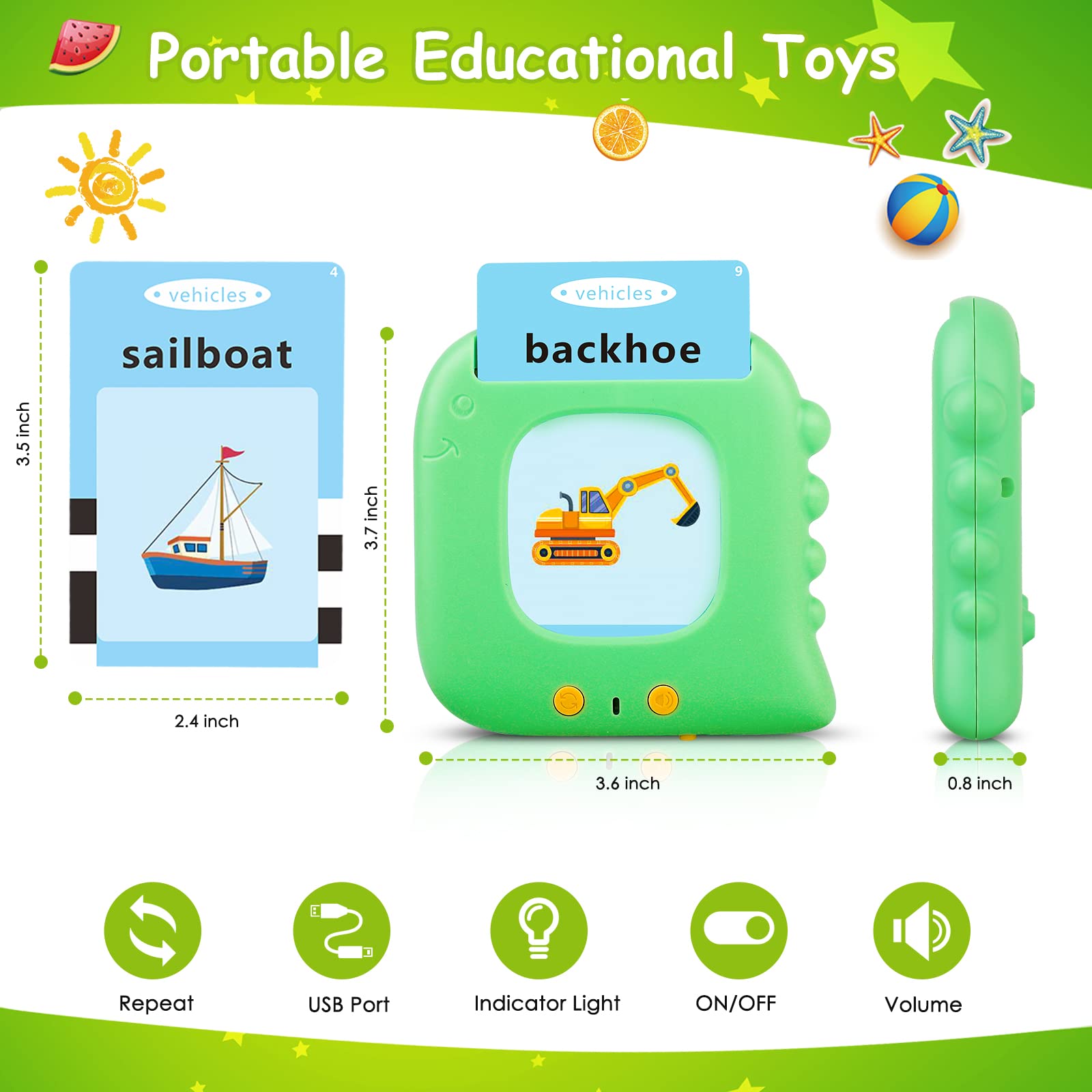 Talking Flash Cards for Toddlers 1-3 Years | Autism Sensory & Montessori Learning Toys with 224 Sight Words | Speech Therapy Toys for Kids 1-5 | Perfect Educational Gift for Boys & Girls | Ideal for Home Learning & Classroom Activities