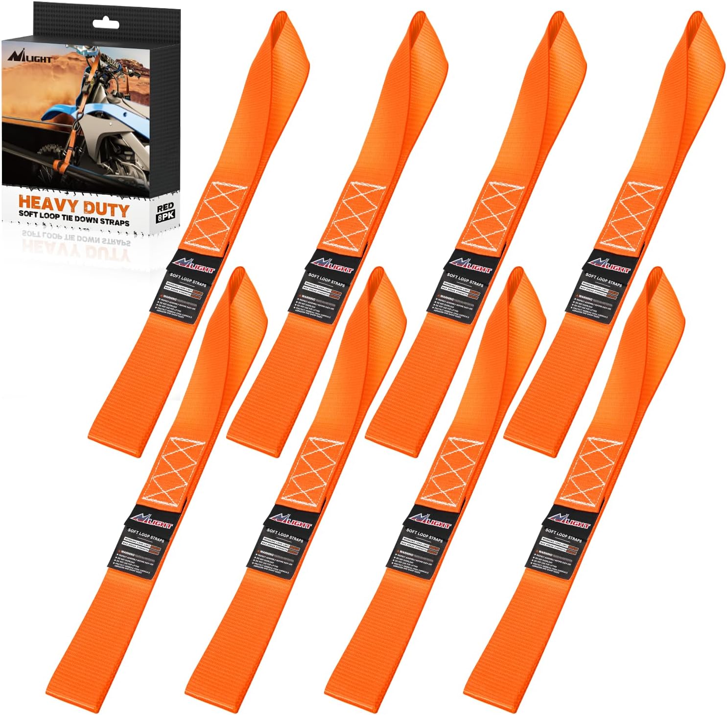 Heavy-Duty Motorcycle Tie Down Straps - 12,000Lbs Break Strength, Orange - Secure Your Bike for Transport, Storage & Off-Road Adventures