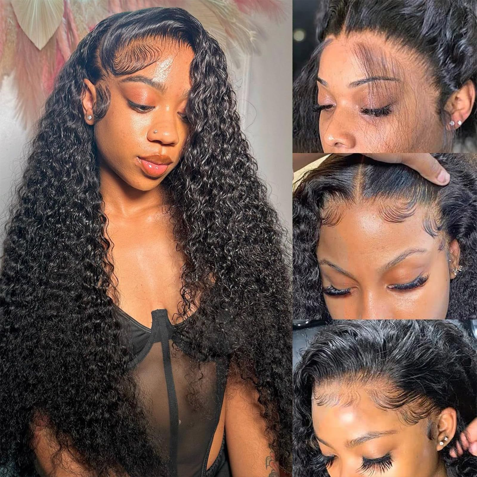 30 Inch Deep Wave Lace Front Wigs Human Hair - 13x6 HD Transparent Lace Frontal - 180% Density Glueless Pre Plucked with Baby Hair - Natural Black/Brown/Blonde - Perfect for Daily Wear, Cosplay, and Special Occasions
