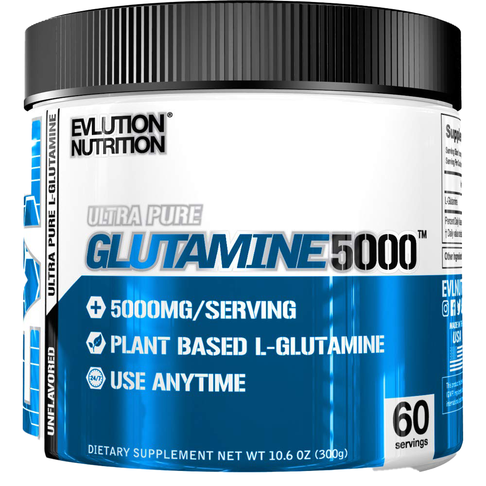 EVLution Nutrition Ultra Pure Glutamine 5000 Powder - 300g Unflavored Muscle Recovery Supplement for Athletes & Fitness Enthusiasts - Post-Workout, Immune Support & Digestive Health