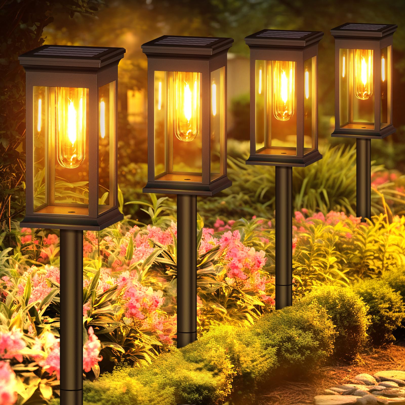 8 Pack Solar Lights Outdoor Waterproof - KOOPER Bright LED Solar Pathway Lights for Patio, Yard, Lawn, Driveway - Decorative Landscape Lighting for Gardens, Walkways & Outdoor Spaces