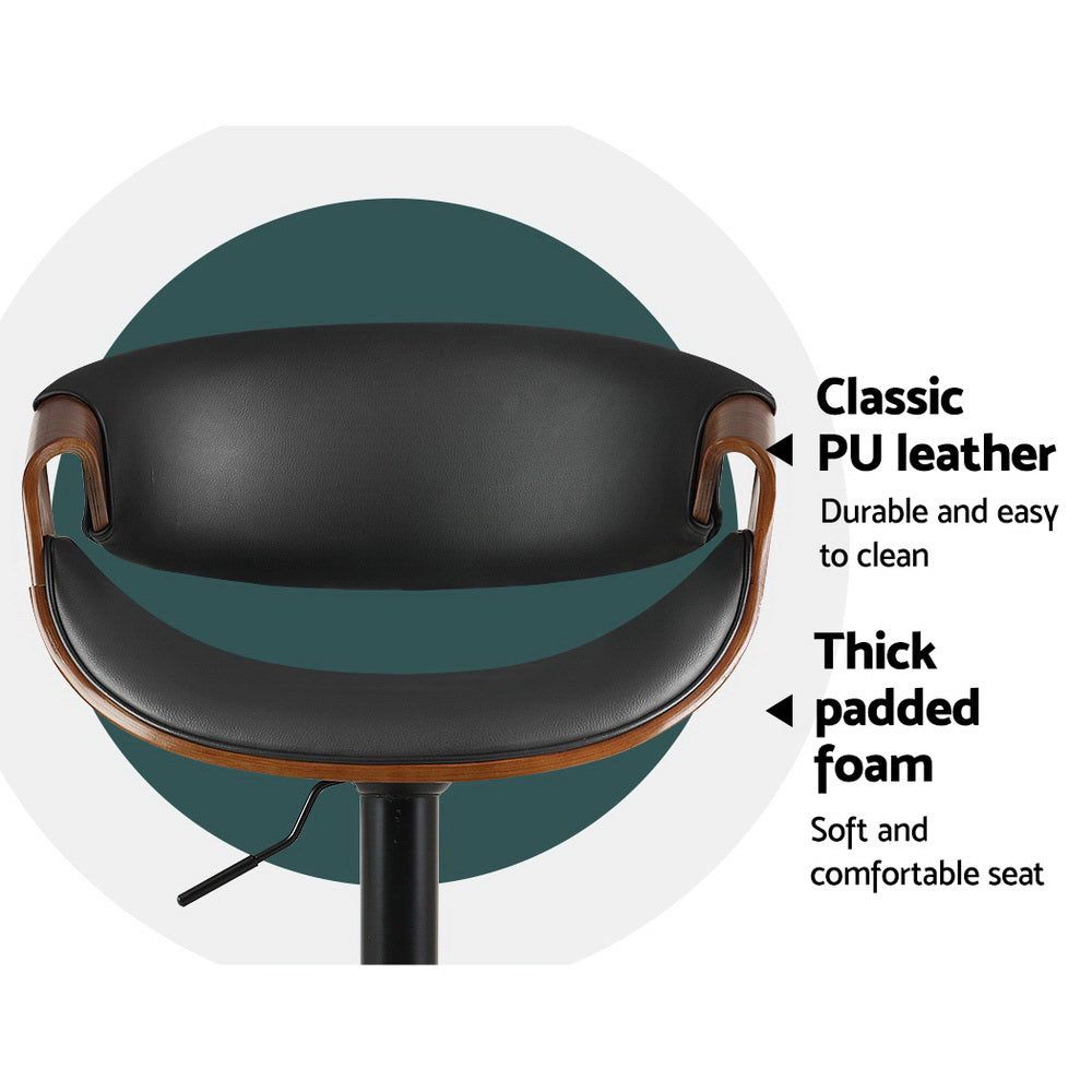 Adjustable Gas Lift Bar Stools with Armrests - PU Leather Counter Height Stools for Kitchen Island, Bar, or Dining Room - Modern & Comfortable Seating for Home & Office
