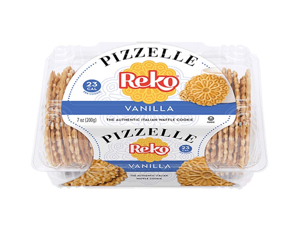 Reko Pizzelle Authentic Italian Waffle Cookies - Vanilla Flavor, 7oz (6-Pack) | Perfect for Dessert, Snacks, Coffee & Tea Time, Gift Giving & Holiday Treats