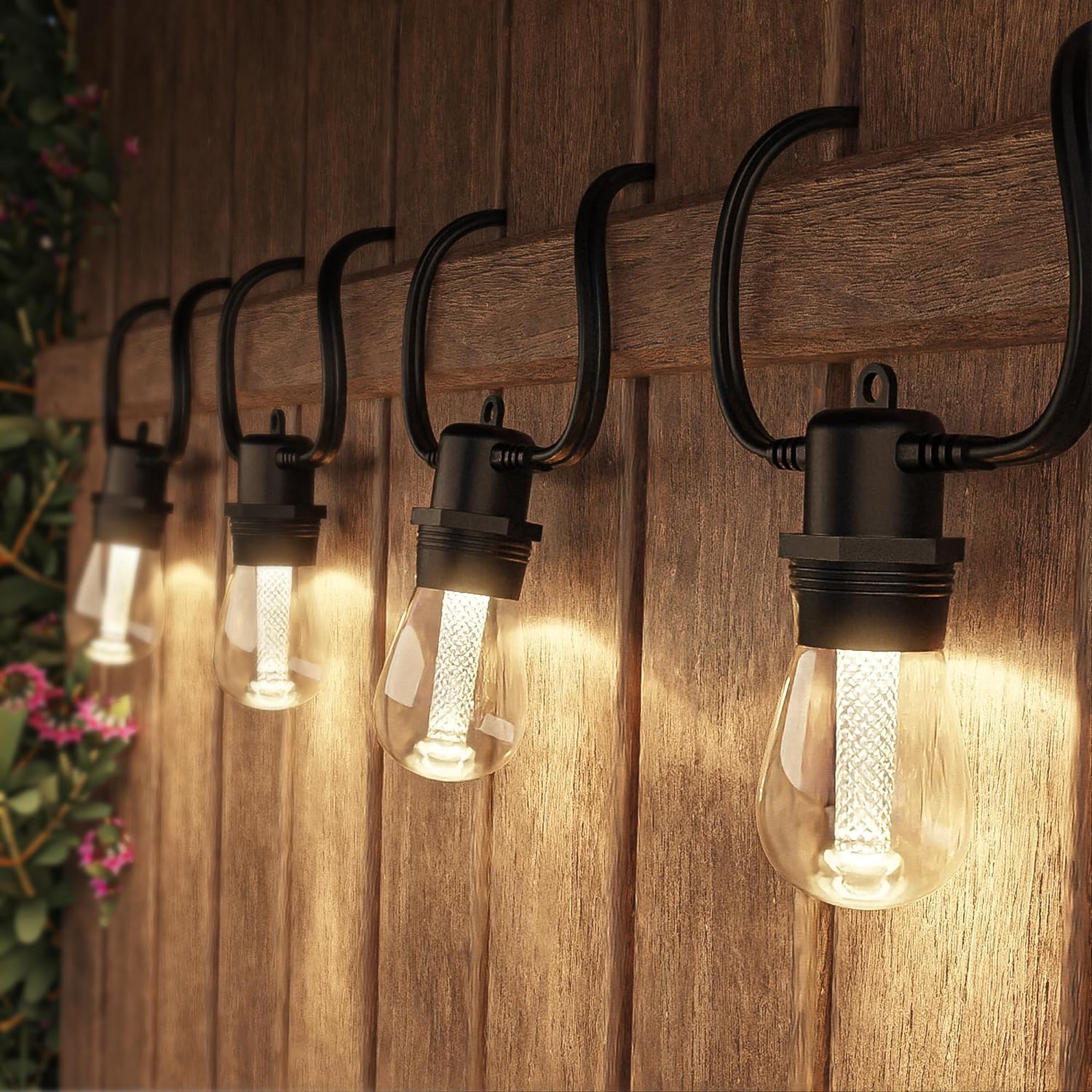 JACKYLED 100FT Outdoor String Lights - Waterproof Plug-in LED Patio Lights for Yard, Balcony, Wedding, Camping & Cafe | End-to-End Connectable | Perfect for Backyard Parties, Romantic Dinners & Outdoor Decor