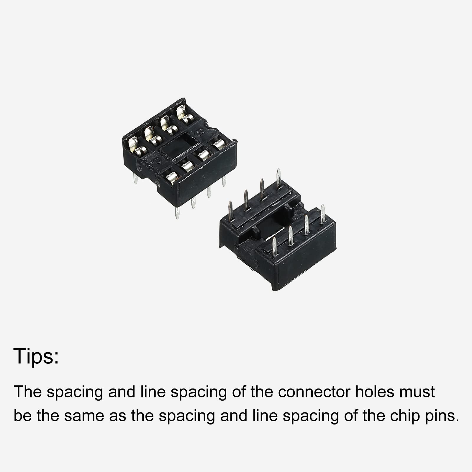 MECCANIXITY 50-Pack 8P 2.54mm Pitch DIP IC Chip Socket Adapter with Flat Pins for PCB Board - Perfect for Electronics Prototyping, DIY Projects, and Circuit Board Repairs