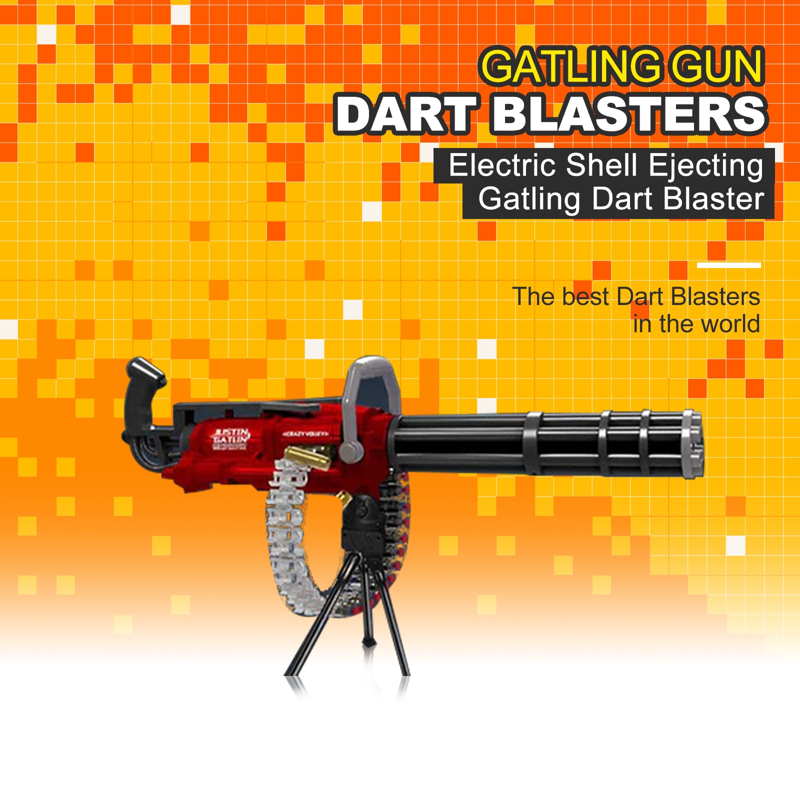Electric Shell Ejecting Gatling Dart Blaster Toy - Automatic Foam Dart Gun for Outdoor Battles, Nerf War Games & Backyard Fun (Great for Kids & Adults)