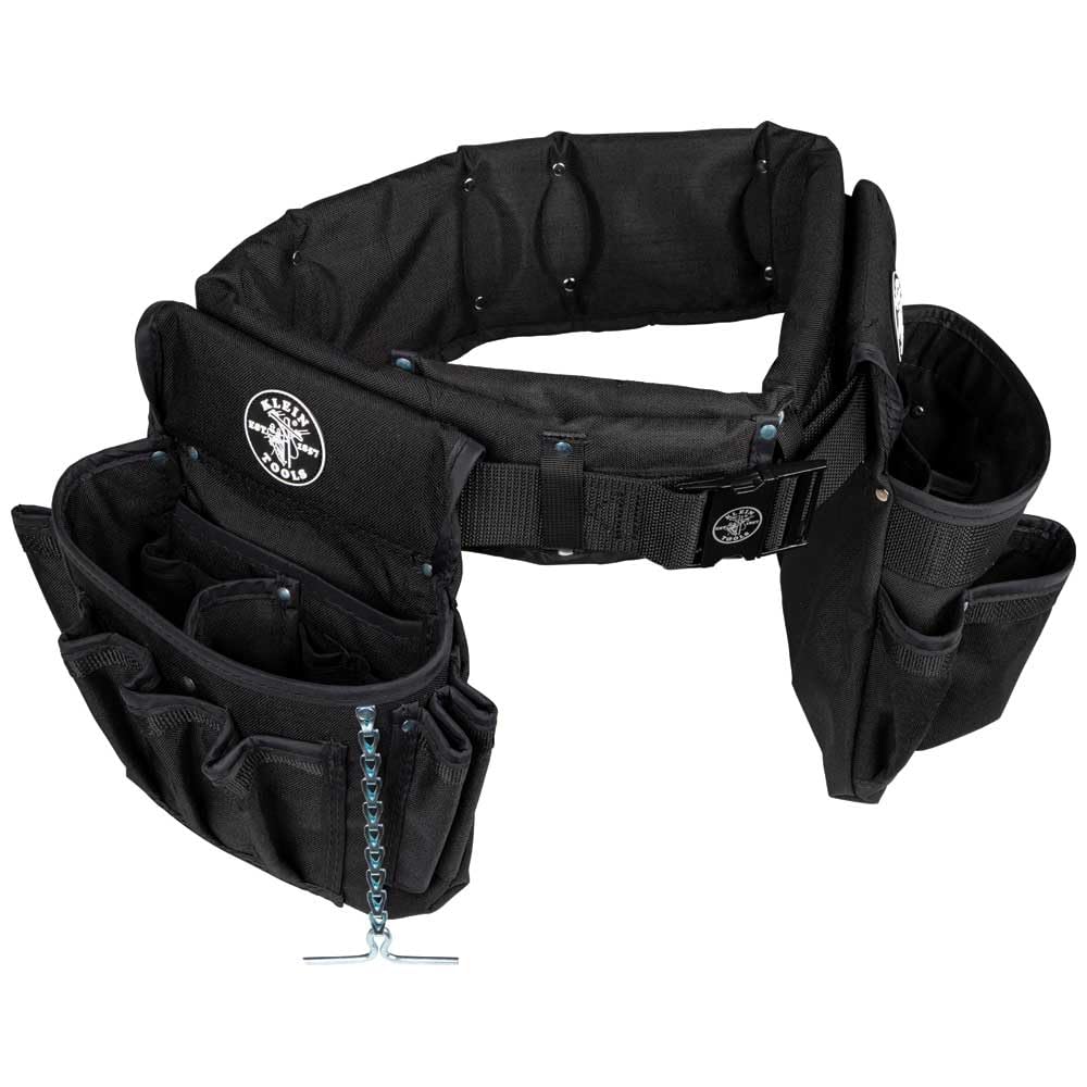 Klein Tools 5710M Electrician's Powerline Padded Tool Belt and Tool Pouch Combo Set - Medium 4-Piece for Comfortable Electrical Work & Construction Projects