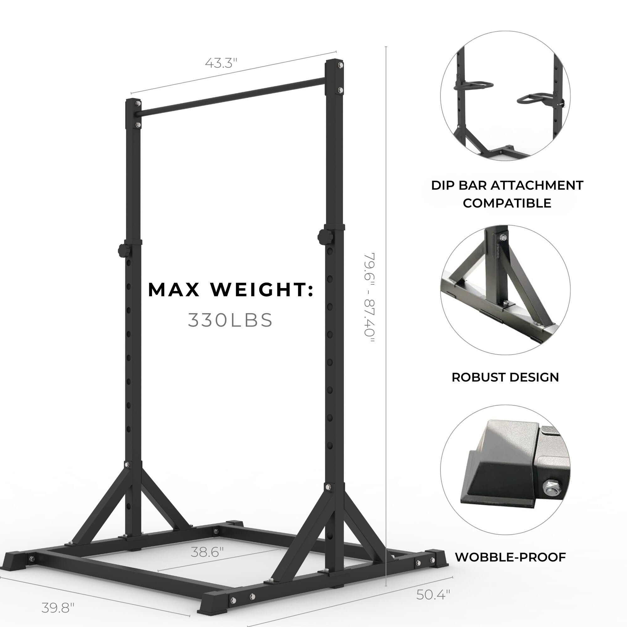HANZO Portable Power Tower - Adjustable Pull Up Bar for Home Gym, Strength Training Equipment for Full Body Workout | Perfect for Home Fitness, Calisthenics & Cross Training