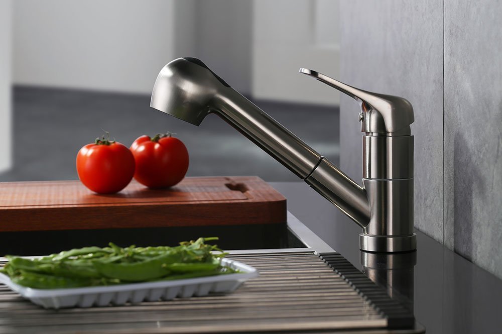 Stainless Steel Single Handle Pull Out Kitchen Faucet for Farmhouse & RV