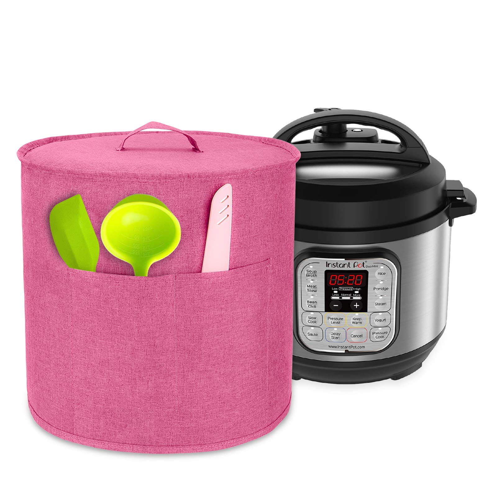 Luxja 3 Quart Instant Pot Dust Cover with Pockets - Pink Cloth Protector for Instant Pot 3QT & Accessories | Perfect for Kitchen Storage & Countertop Protection