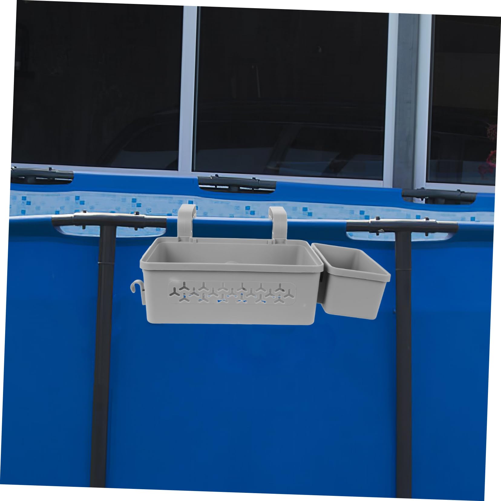 SUPVOX Poolside Towel Holder & Cup Organizer - Durable Plastic Storage Bin for Hanging Towels, Drinks, and Essentials - Perfect for Swimming Pools, Beaches, and Outdoor Relaxation