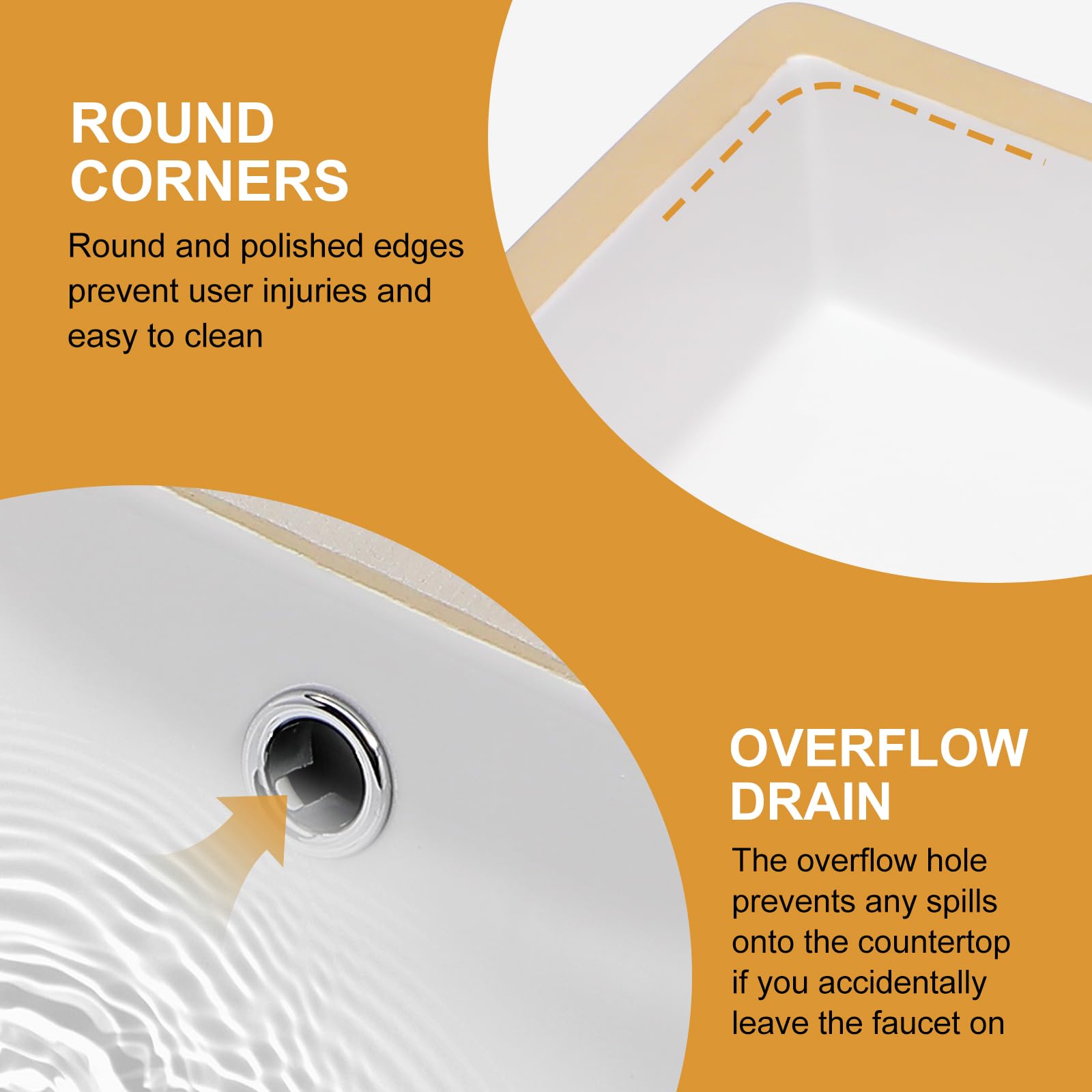 Mocoloo 22x16 Inch White Undermount Bathroom Sink - Rectangular Porcelain Ceramic Vanity Sink with Overflow Drain & Vertical Sides - Perfect for Modern Bathroom Renovations & Home Remodeling Projects