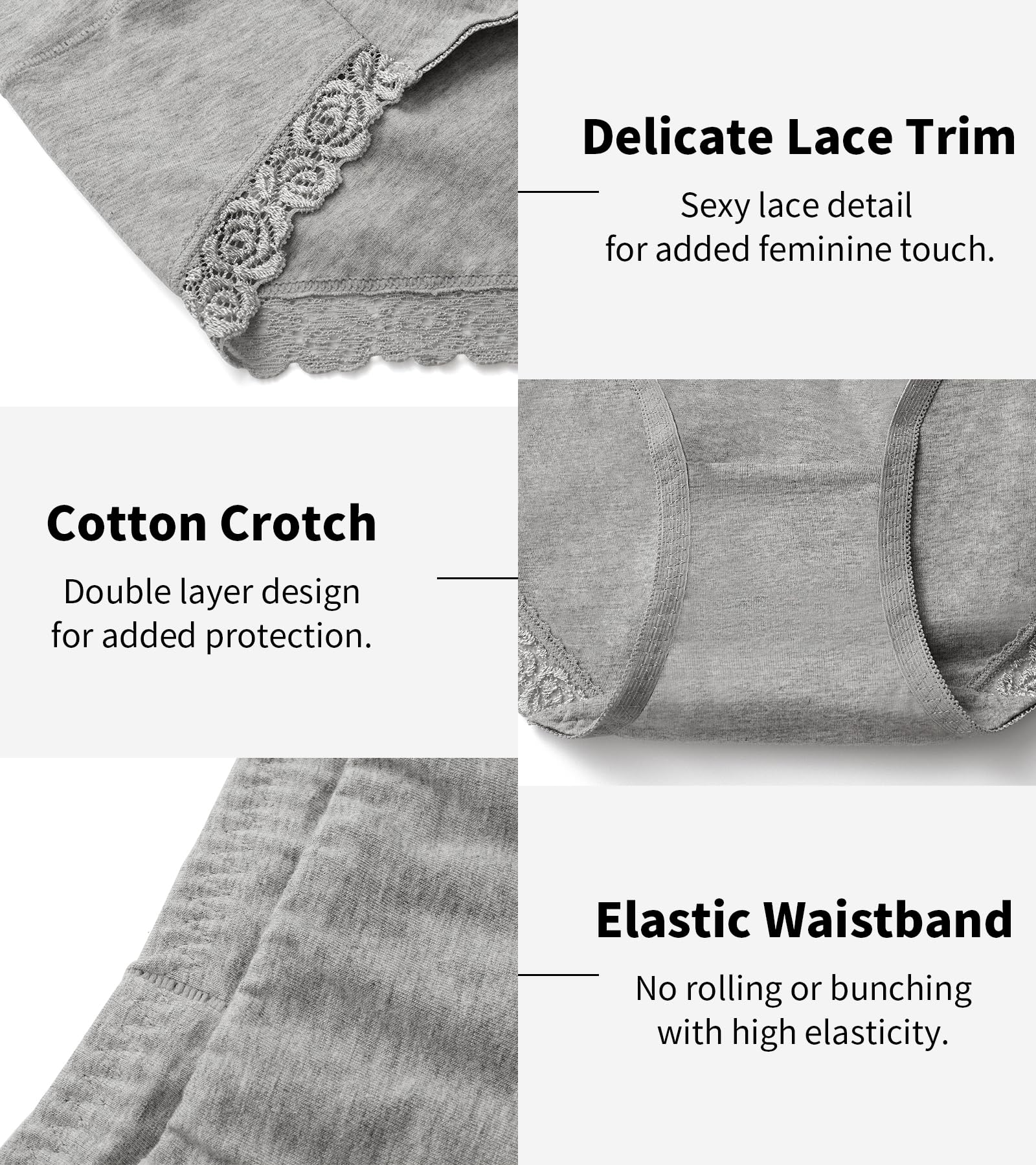 Envlon Women's Cotton Underwear - High Waisted Postpartum Panties, Soft Stretch Full Coverage Ladies Briefs - Comfortable Maternity & Everyday Wear
