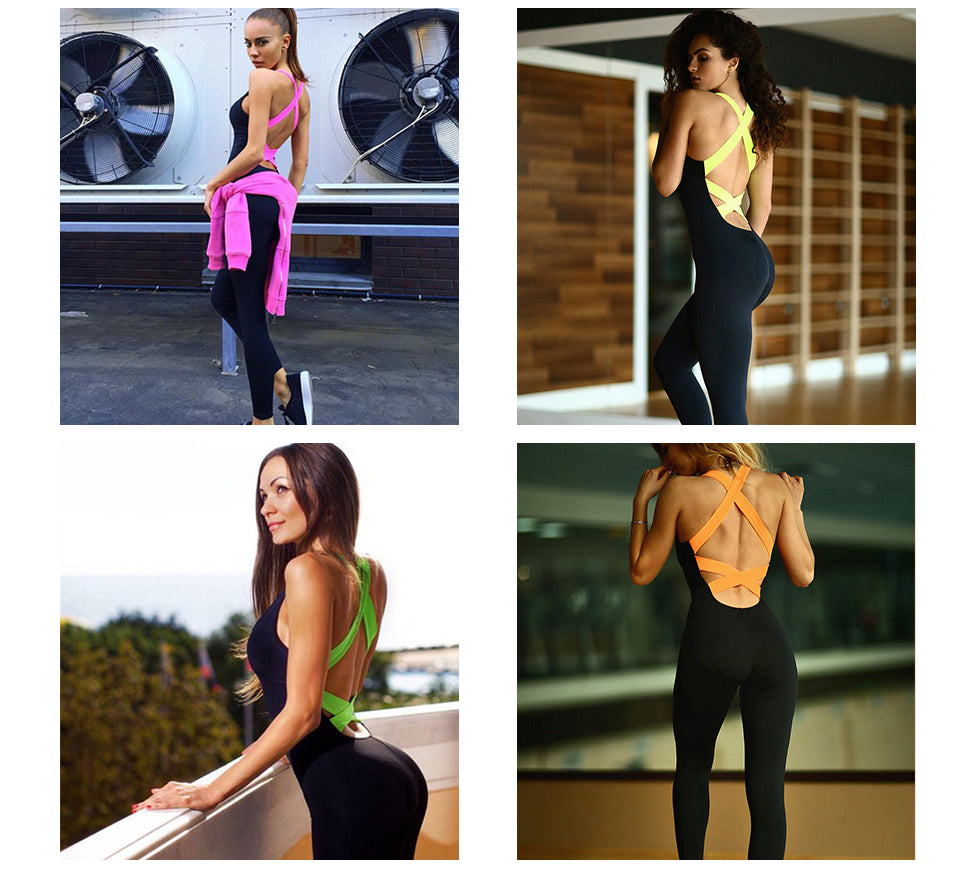 Women's One Piece Workout Tracksuit - Backless Sports Jumpsuit for Running, Yoga, Gym & Dance - Breathable Activewear Set for Women's Fitness & Training