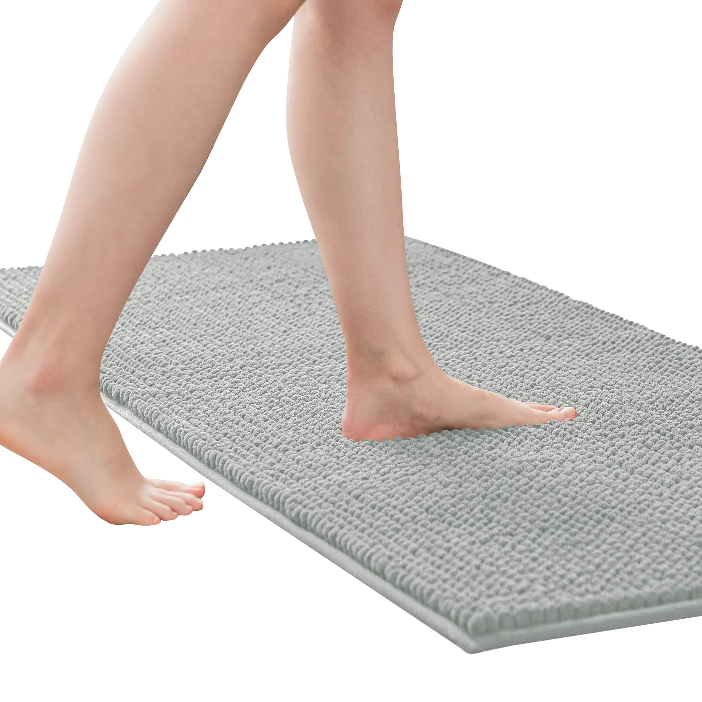 SUBRTEX Soft Striped Plush Bathroom Rug - Absorbent Quick-Drying Machine Washable Bath Mat for Shower & Bathroom (20