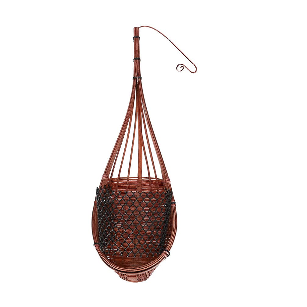 Yardwe Vintage Woven Rattan Hanging Flower Basket - Rustic Farmhouse Wall Decor Planter for Indoor/Outdoor Plants | Perfect for Home, Garden, Patio & Porch Decorations