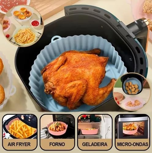 2-Pack Non-Stick Silicone Air Fryer Accessories Set - Reusable, Oven & Microwave Safe with Handle - Perfect for Baking, Roasting & Meal Prep