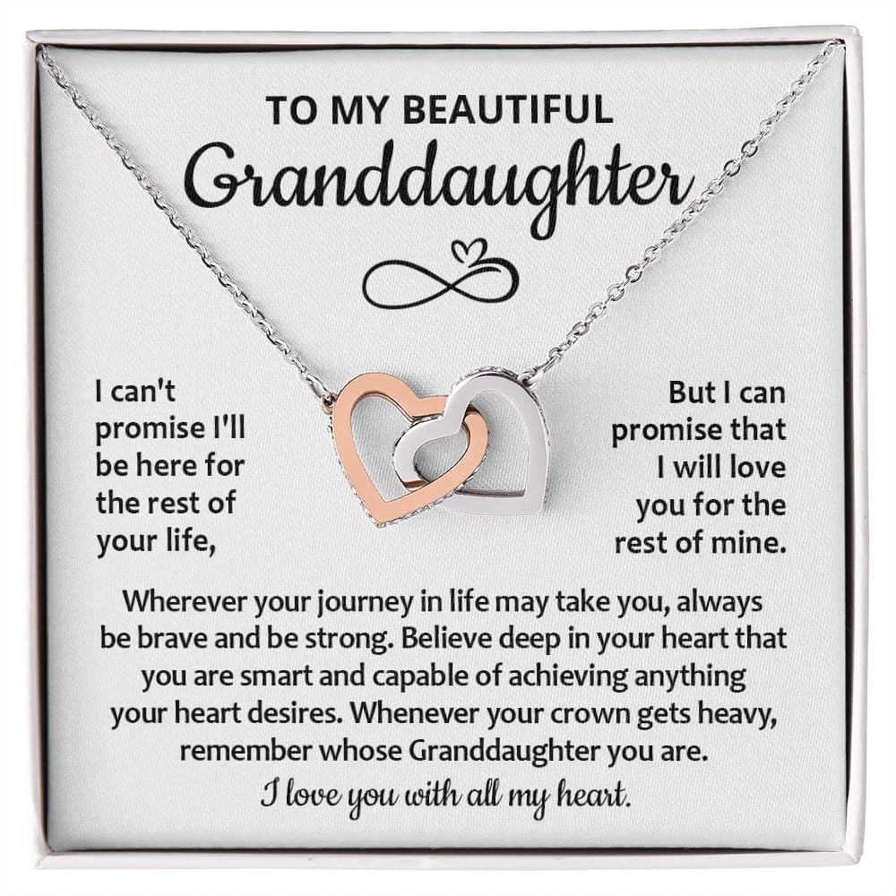 Interlocking Heart Necklace for Granddaughter - Meaningful Jewelry Gift from Grandma or Grandpa | Birthday & Graduation Present | Perfect for Special Occasions & Family Bonding