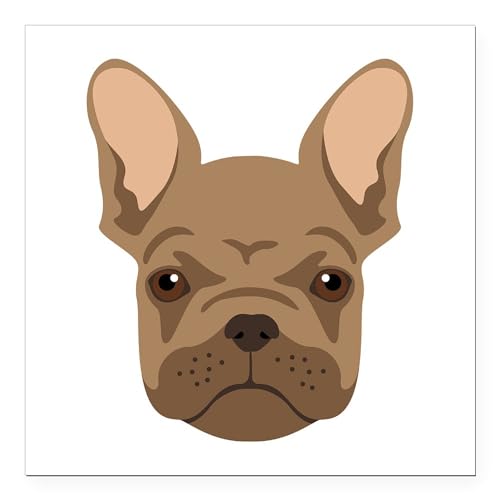 French Bulldog Face Square Car Magnet 3 X 3