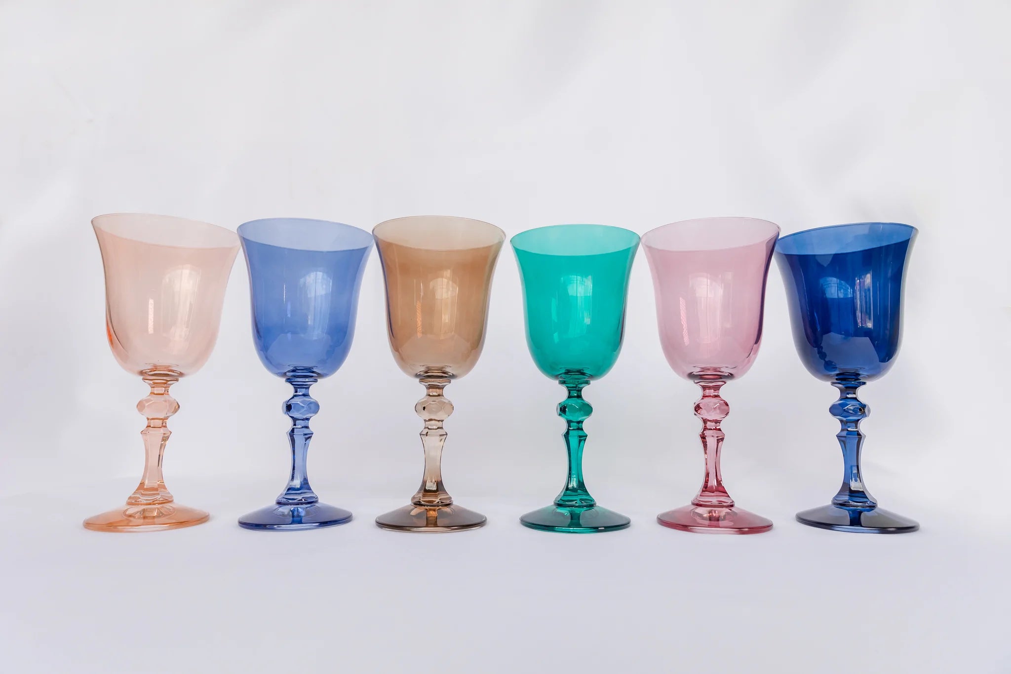 Elegant Estelle Colored Glass Goblet Set - 12oz Handcrafted Wine Glasses for Dinner Parties, Wedding Decor & Home Bar Accessories - Perfect for Red Wine, Cocktails & Special Occasions