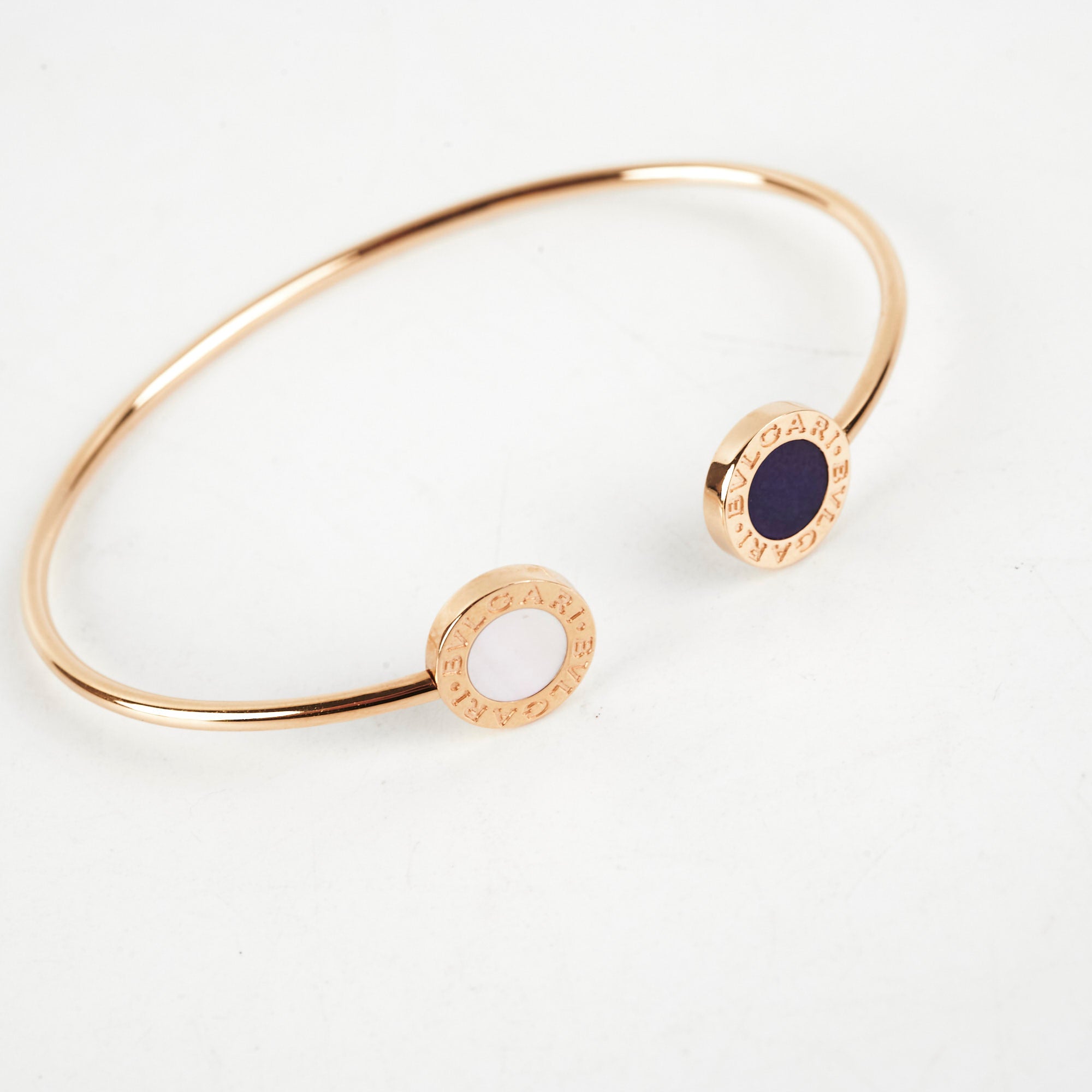Bvlgari Mother of Pearl and Onyx Bangle Bracelet - Size S - Luxury Jewelry for Women - Perfect for Parties, Weddings & Special Occasions