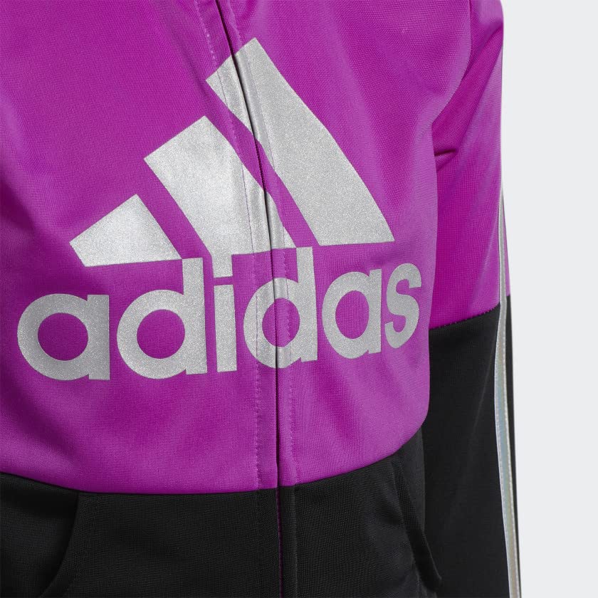 adidas Girls Zip Front Classic Tricot Jacket and Joggers Set - 6X Sonic Fuchsia - Comfortable Athletic Outfit for School, Sports & Casual Wear