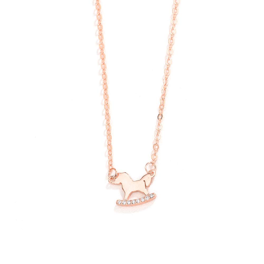 Angel32922 Women's Rhinestone Hobbyhorse Pendant Necklace - Silver Plated Chain Jewelry Gift for Birthday, Anniversary & Special Occasions | Perfect for Parties, Weddings & Everyday Elegance