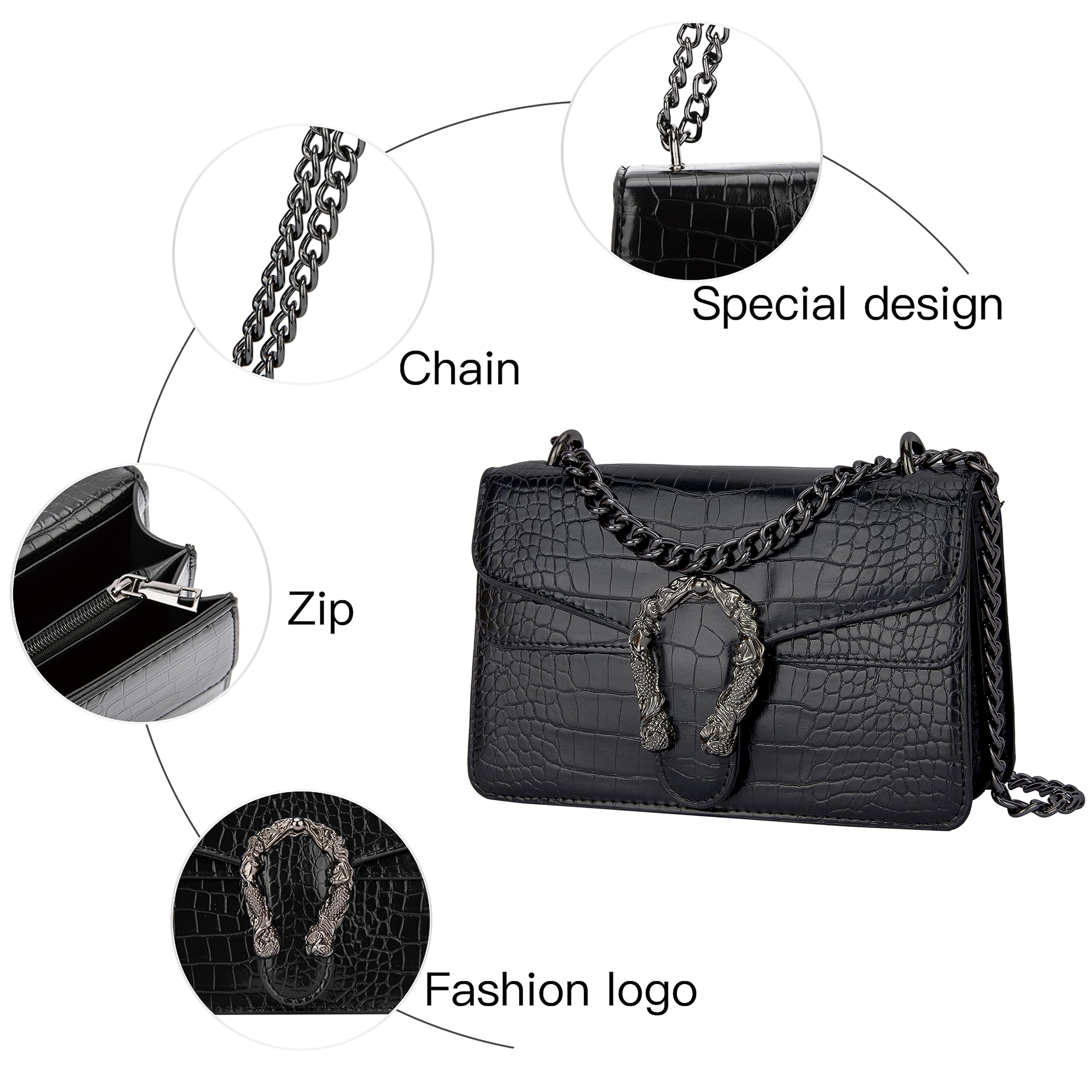Trendy Crocodile Grain Crossbody Bags for Women - Leather Shoulder Purse for Daily Use & Travel