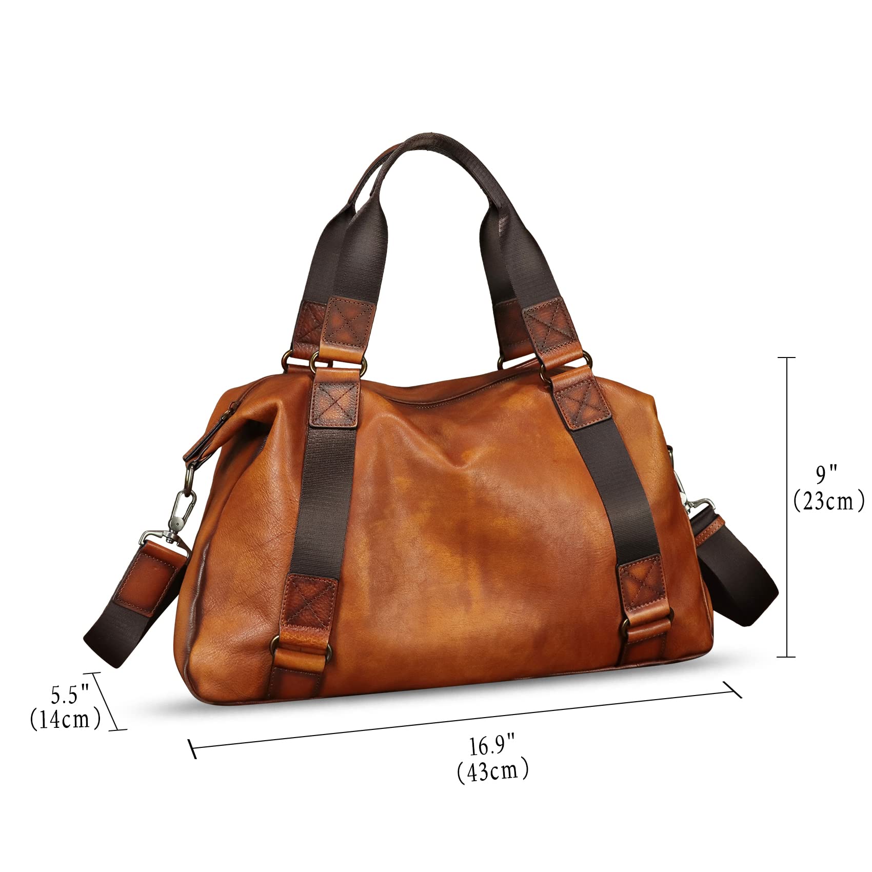 Premium Genuine Leather Duffel Bags for Men & Women - Travel Carry On Handbags, Gym Sports Shoulder Bag - Perfect for Business Trips, Weekend Getaways & Workout Sessions