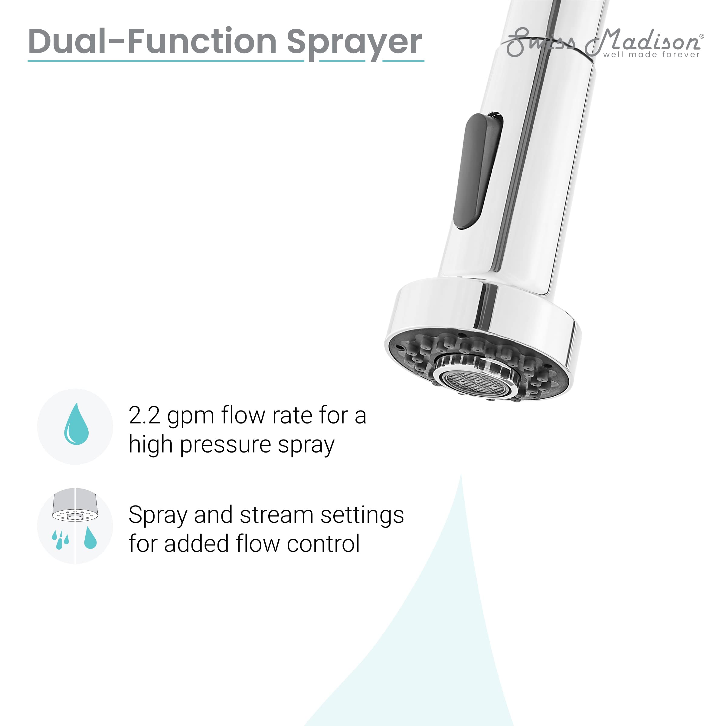 Nouvet Chrome Single Handle Pull-Down Kitchen Faucet - Modern Design for Sink, Dishwashing & Food Prep | Easy Installation & Durable Finish