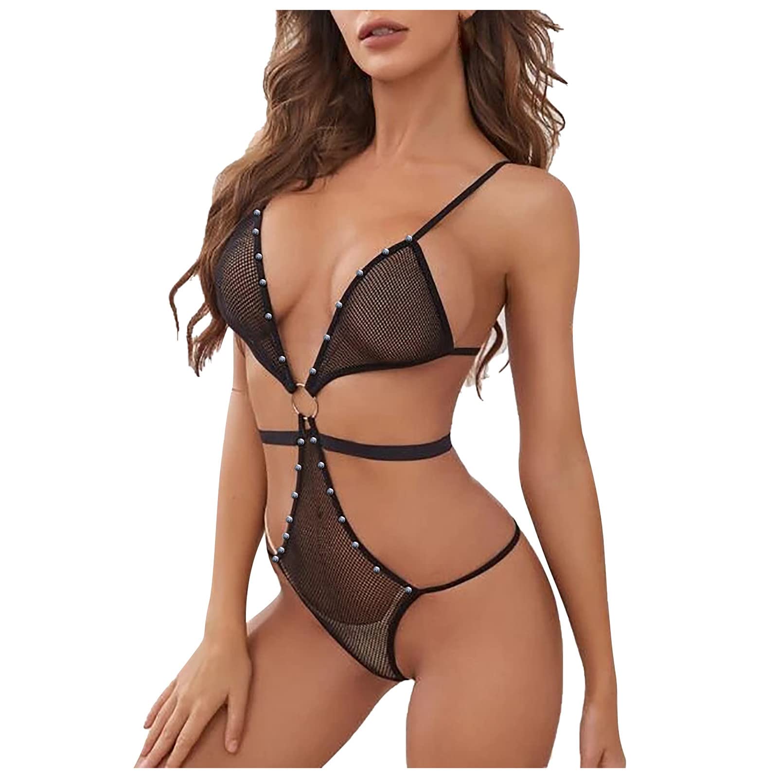 Sexy Mesh Lingerie for Women - Hollow Out See-Through Teddy Bodysuit & Babydoll Nightwear for Couples, Valentine's Gift, Boudoir Photoshoot & Romantic Nights