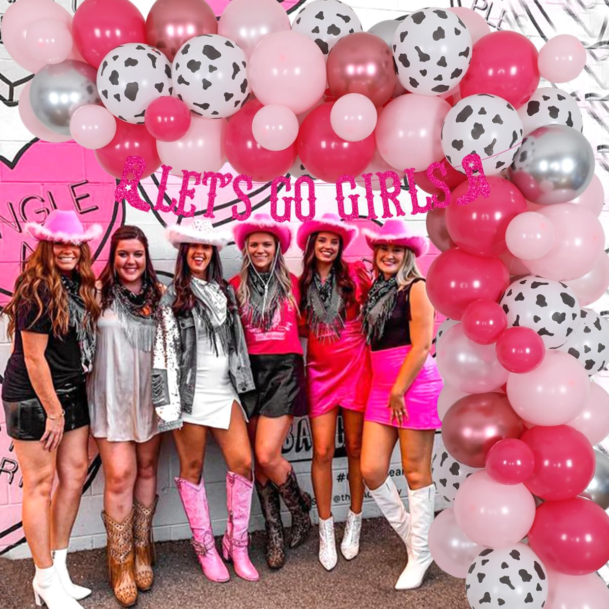 Western Cowgirl Party Decorations - Let's Go Girls Bachelorette Decor in Hot Pink | Nashville Bridal Shower Balloon Garland with Banner for Western Themed Parties, Birthday Celebrations & Girls Night Out | Perfect for Bachelorette Parties, Bridal Showers & Western Theme Events