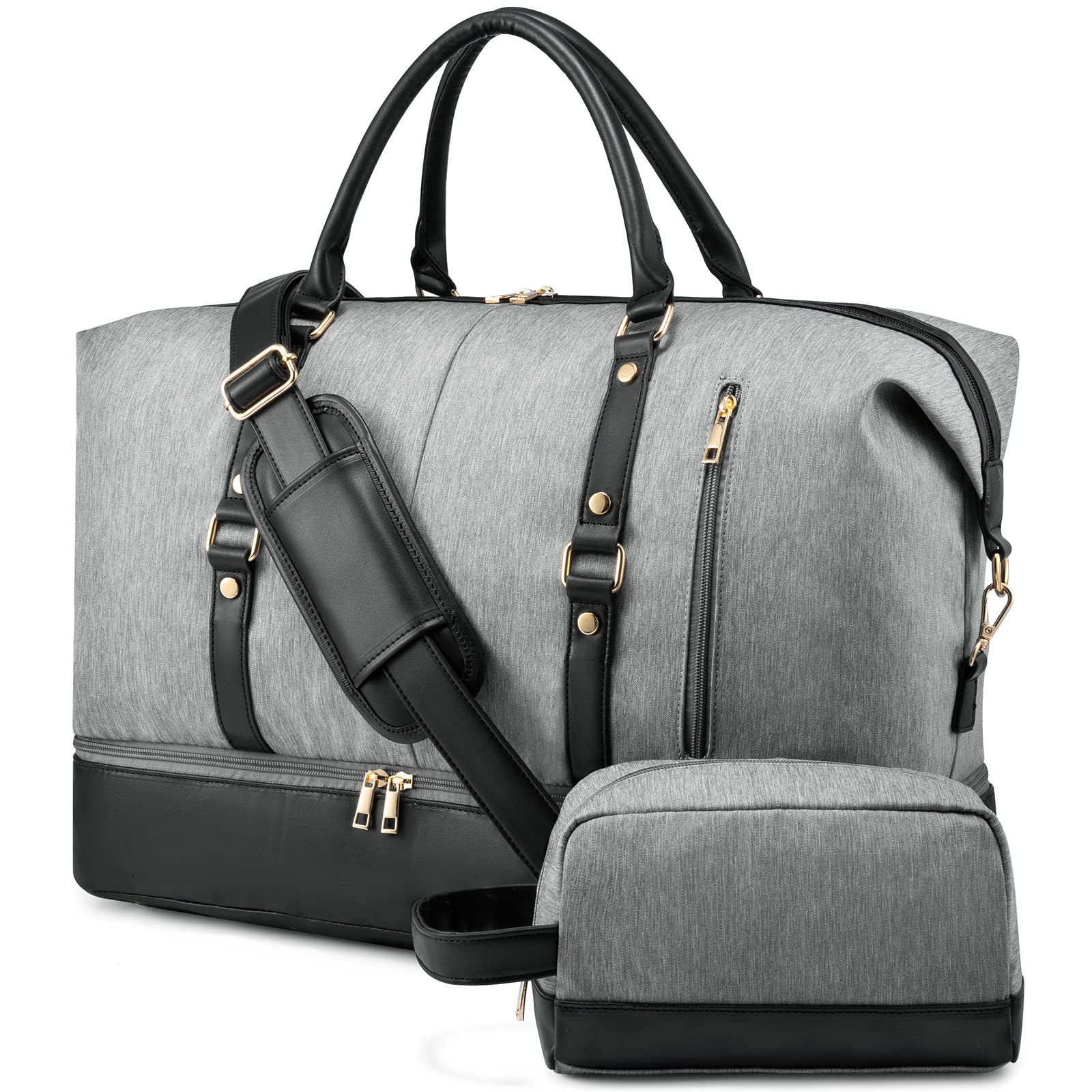 Stylish Canvas Weekender Bag for Women - Large Travel Duffle with Shoe Compartment & Toiletry Pouch | Perfect Carry-On Gym Bag, Overnight Trip, Hospital Visit & Labor Delivery | Versatile for Weekend Getaways, Workouts & Maternity Needs