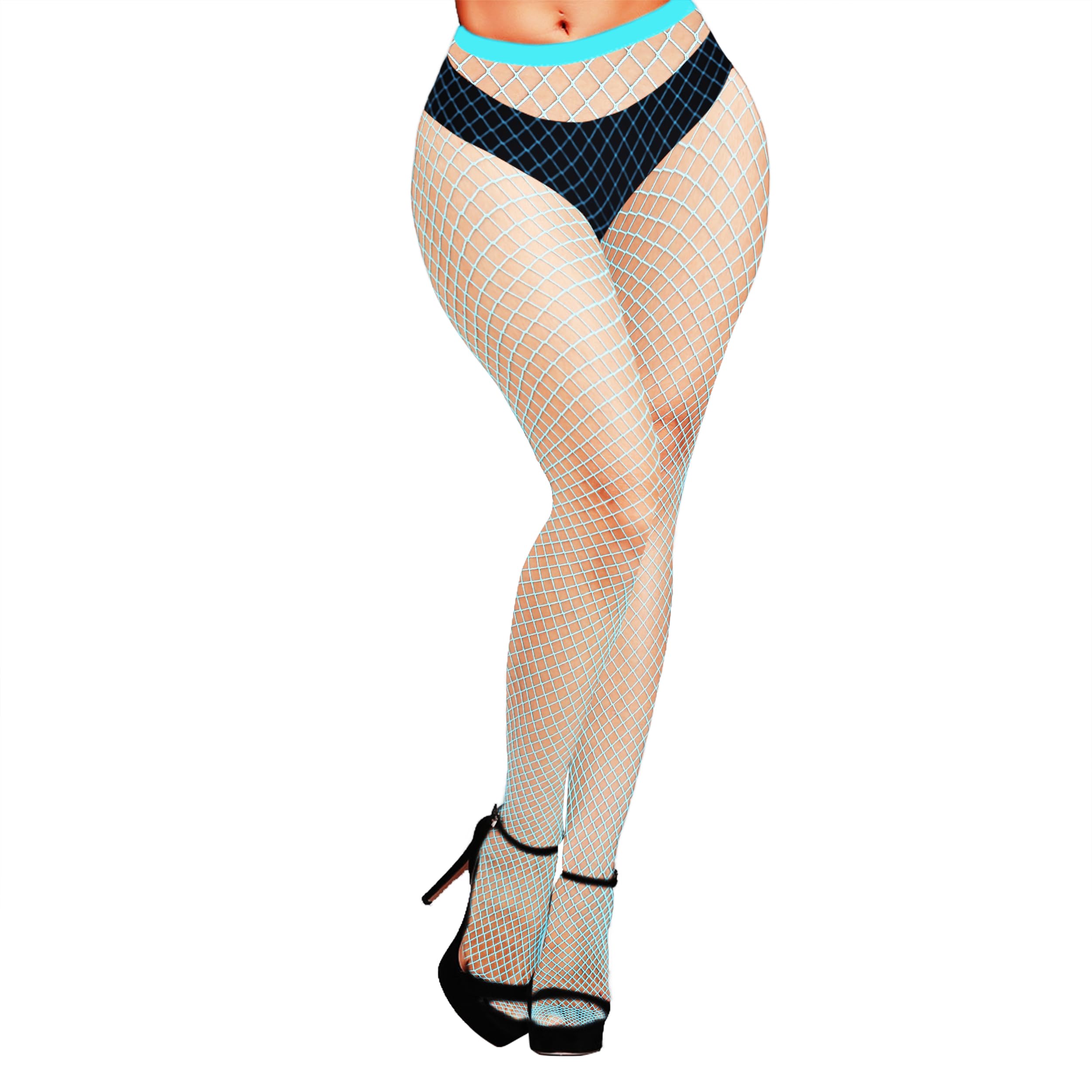 Violet Mist Women's Fishnet Tights - Colorful High Waist Pantyhose & Stockings 2 Pack, Medium Hole Design for Sexy Outfits & Cosplay Costumes