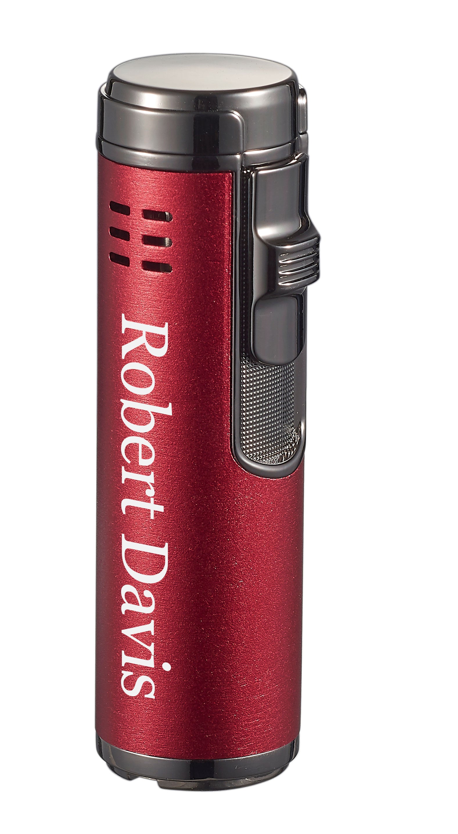Visol Palisade Quad Flame Butane Cigar Lighter - Windproof Jet Torch Lighter for Cigars, Cigarettes & Outdoor Use (Red) - Perfect for Smoking, Camping & BBQ Accessories