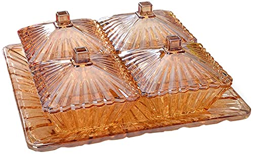 Premium Crystal Glass Fruit Plate - Elegant Snack Tray for Candy, Nuts & Dried Fruits | Gold Size | Perfect for Parties, Dessert Displays & Home Decor