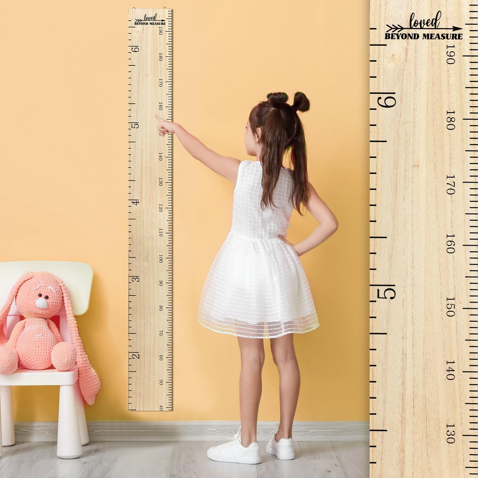 Eersida Classic Wooden Growth Chart for Kids - Nursery Wall Decor for Boys & Girls - Height Measurement Ruler for Room & Home Hanging Decor - Perfect for Baby Showers, Birthdays & Milestone Tracking