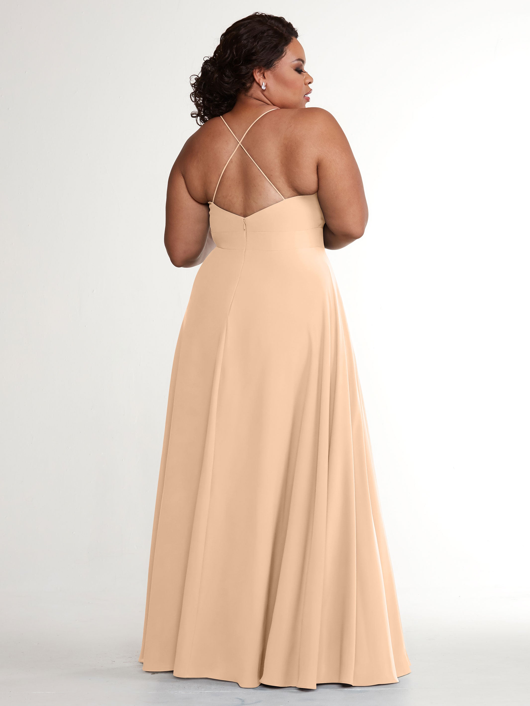 Elegant 83027 Stretch Chiffon A-Line Bridesmaid Dress with Pleats - Perfect for Weddings, Formal Events & Special Occasions